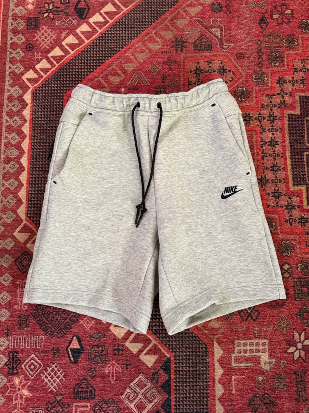 Nike Men’s Light Gray Athletic Fleece Shorts with Black Drawstring